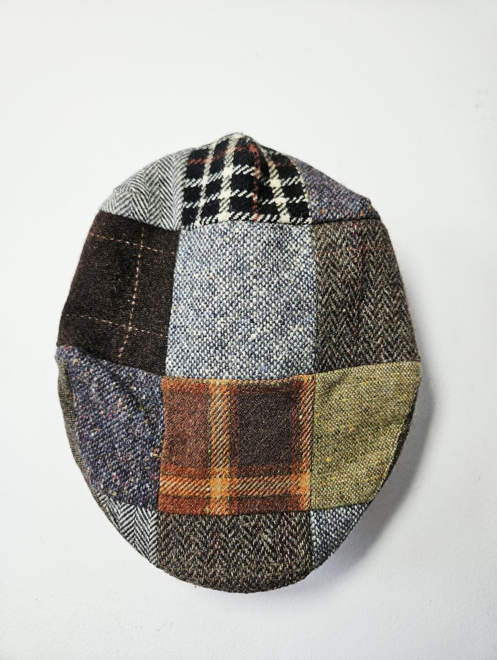 John Hanly & Co Patchwork Newsboy Cap Size L Wool Hat Made In Ireland